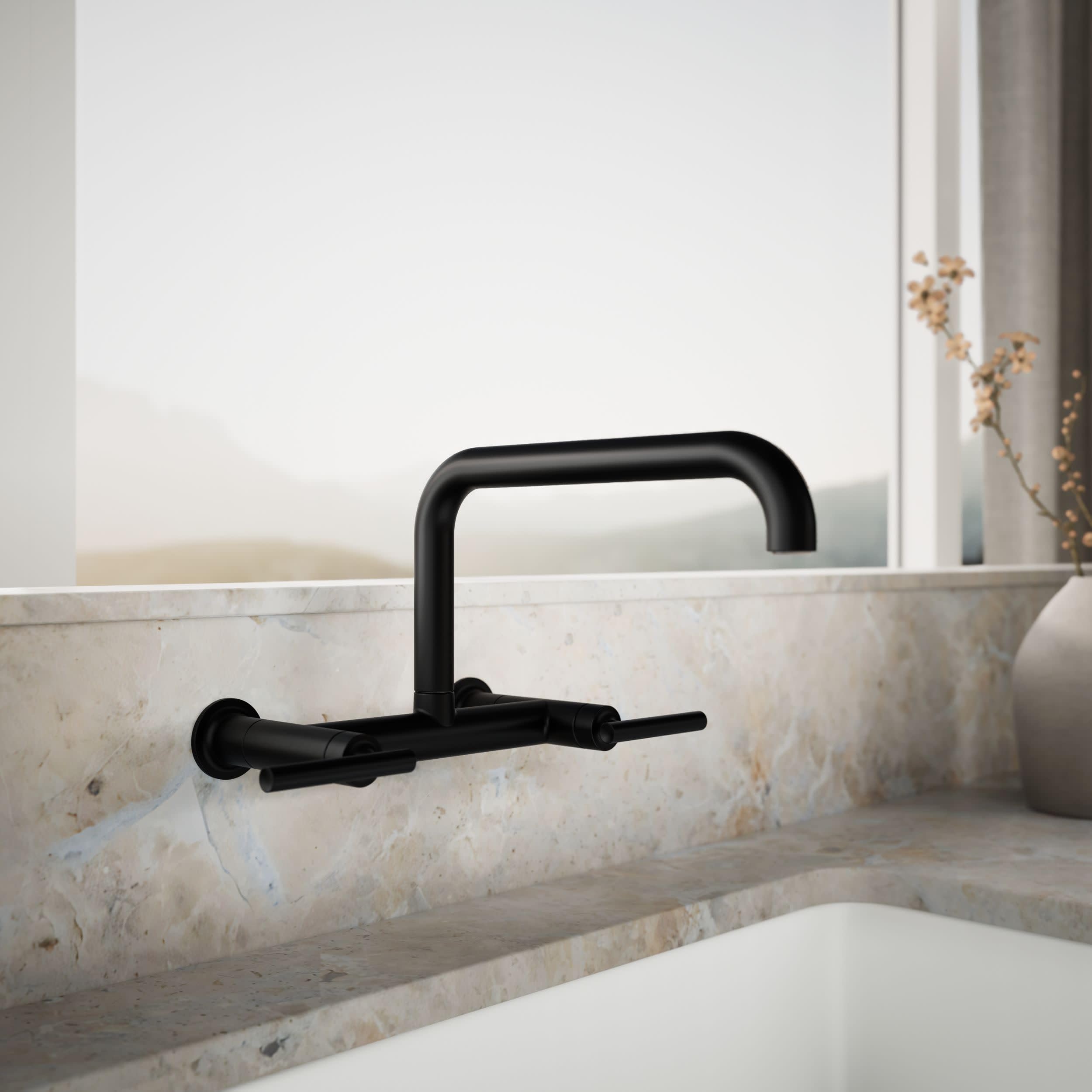 KOHLER Purist Two-Hole Wall-Mount Bridge Kitchen Sink Faucet with